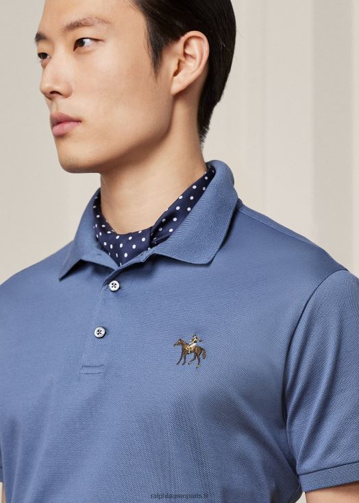 polo piqué coupe slim personnalisé 46T60T8403 Hommes Ralph Lauren bleu niagara