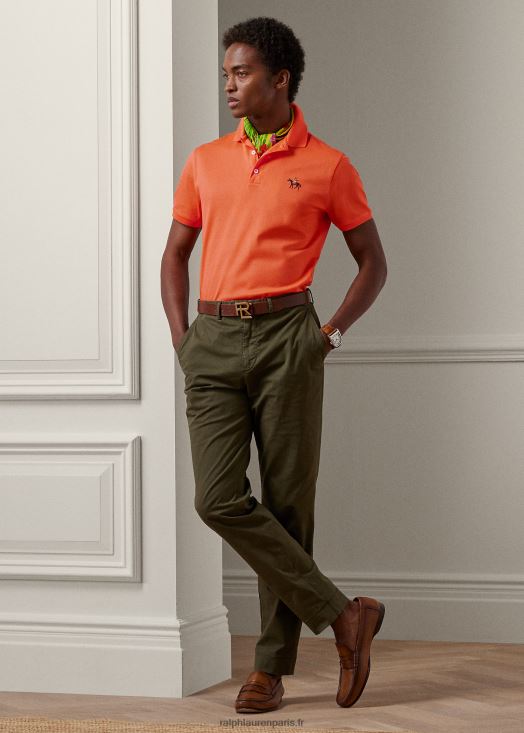 polo piqué coupe slim personnalisé 46T60T8404 Hommes Ralph Lauren coquelicot orange