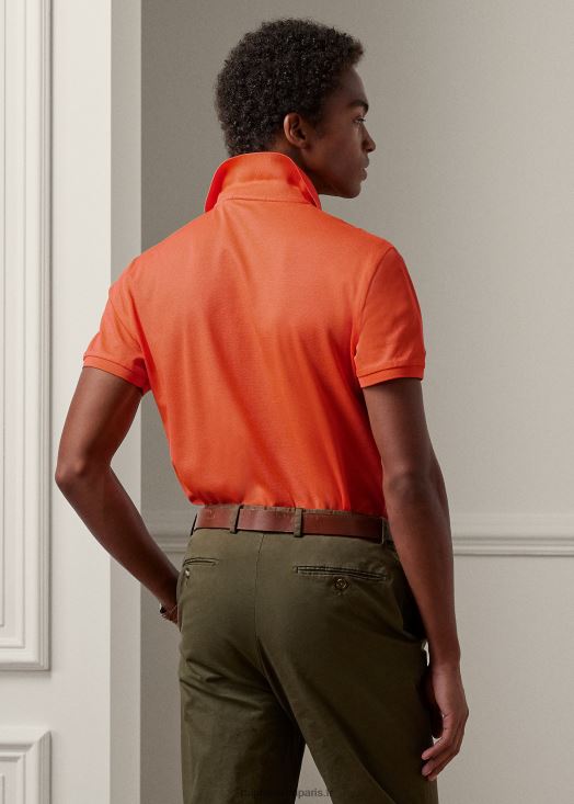 polo piqué coupe slim personnalisé 46T60T8404 Hommes Ralph Lauren coquelicot orange