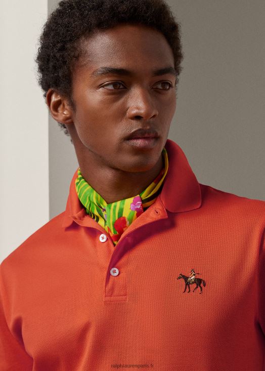 polo piqué coupe slim personnalisé 46T60T8404 Hommes Ralph Lauren coquelicot orange