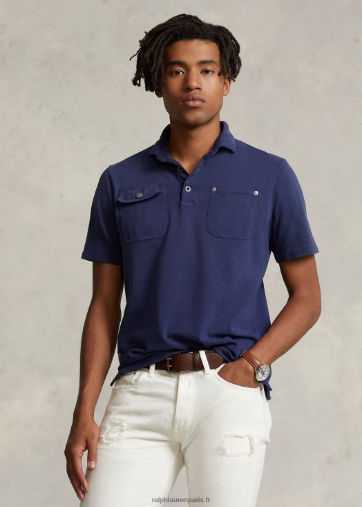polo à poche filet coupe classique 46T60T8485 Hommes Ralph Lauren cobalt foncé