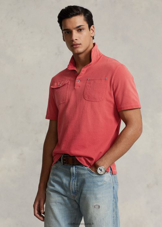 polo à poche filet coupe classique 46T60T8486 Hommes Ralph Lauren poteau rouge