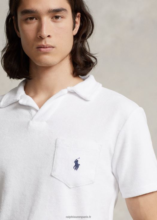 polo éponge coupe slim personnalisé 46T60T556 Hommes Ralph Lauren blanc