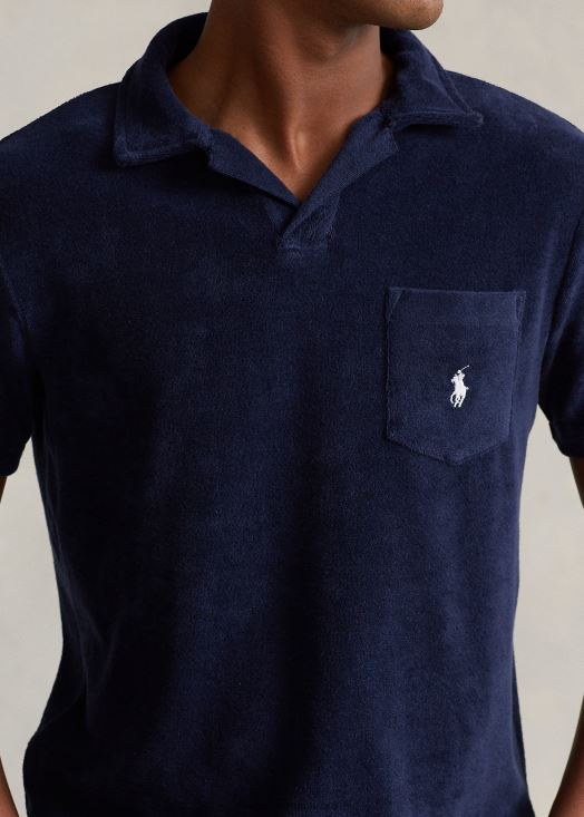 polo éponge coupe slim personnalisé 46T60T557 Hommes Ralph Lauren marine de newport