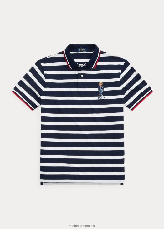 polo slim en maille d'ours personnalisé 46T60T675 Hommes Ralph Lauren cruse marine/blanc