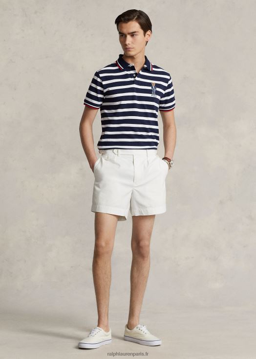 polo slim en maille d'ours personnalisé 46T60T675 Hommes Ralph Lauren cruse marine/blanc