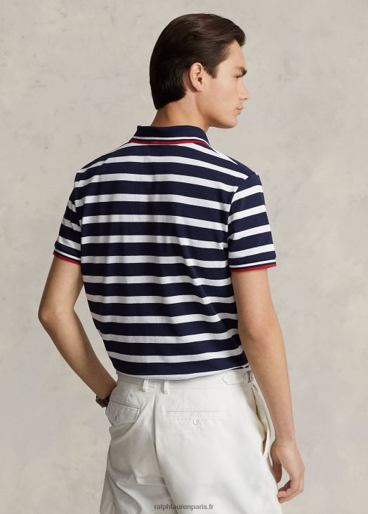 polo slim en maille d'ours personnalisé 46T60T675 Hommes Ralph Lauren cruse marine/blanc