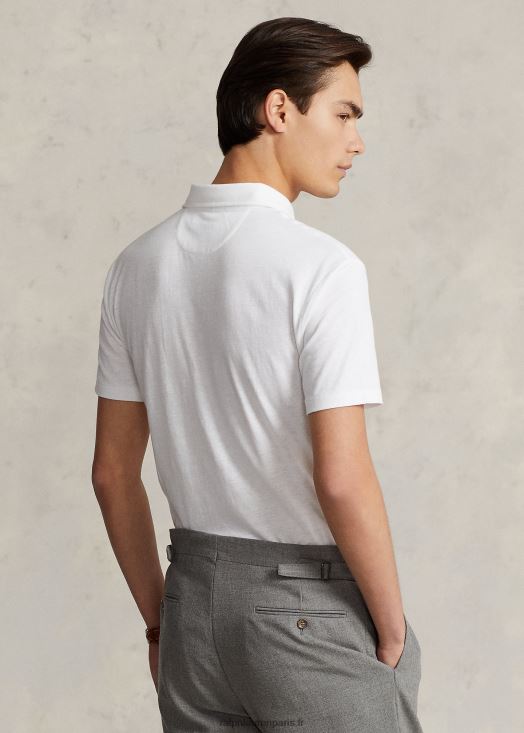 polo slim fit personnalisé en coton et lin 46T60T1230 Hommes Ralph Lauren blanc