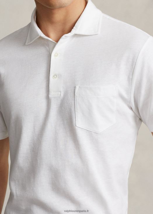 polo slim fit personnalisé en coton et lin 46T60T1230 Hommes Ralph Lauren blanc