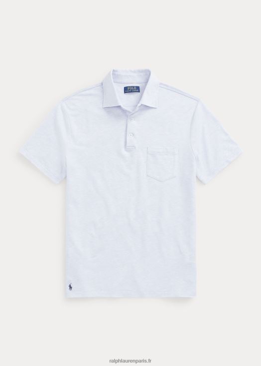 polo slim fit personnalisé en coton et lin 46T60T1231 Hommes Ralph Lauren bureau bleu chiné