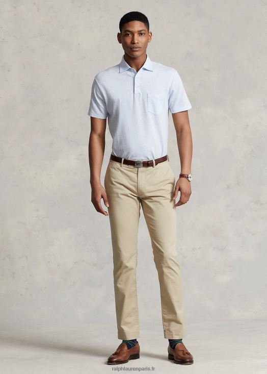 polo slim fit personnalisé en coton et lin 46T60T1231 Hommes Ralph Lauren bureau bleu chiné