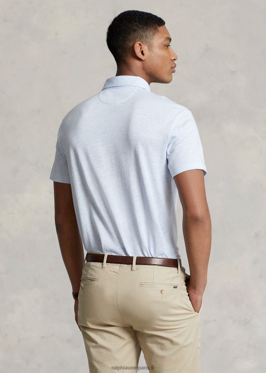 polo slim fit personnalisé en coton et lin 46T60T1231 Hommes Ralph Lauren bureau bleu chiné