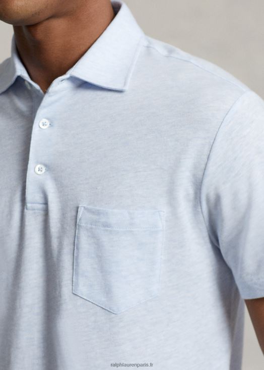 polo slim fit personnalisé en coton et lin 46T60T1231 Hommes Ralph Lauren bureau bleu chiné