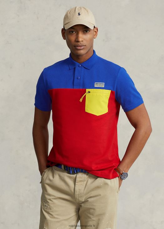 polo utilitaire coupe classique en mesh 46T60T8453 Hommes Ralph Lauren rl 2000 multi rouge