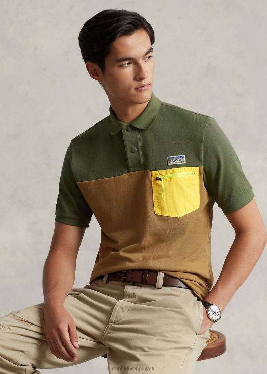 polo utilitaire coupe classique en mesh 46T60T8455 Hommes Ralph Lauren multi sauge noire