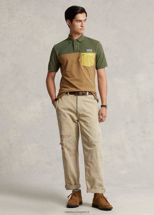 polo utilitaire coupe classique en mesh 46T60T8455 Hommes Ralph Lauren multi sauge noire
