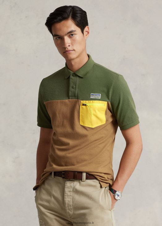 polo utilitaire coupe classique en mesh 46T60T8455 Hommes Ralph Lauren multi sauge noire