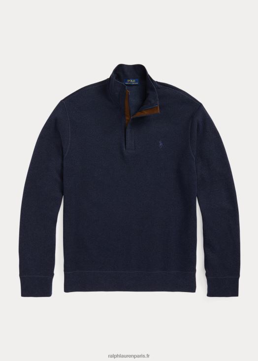 pull quart de zip en jersey de luxe 46T60T8512 Hommes Ralph Lauren marine à chevrons