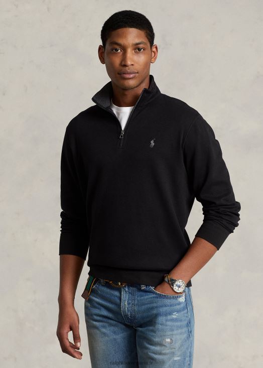 pull quart de zip en jersey de luxe 46T60T8655 Hommes Ralph Lauren noir