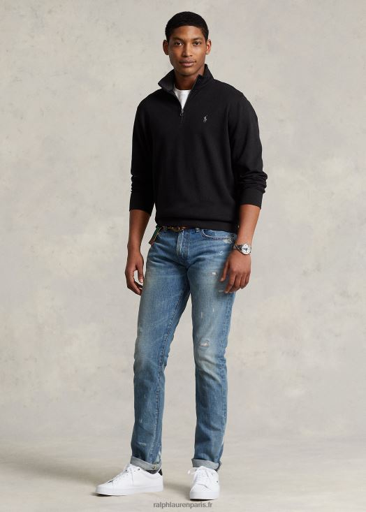 pull quart de zip en jersey de luxe 46T60T8655 Hommes Ralph Lauren noir