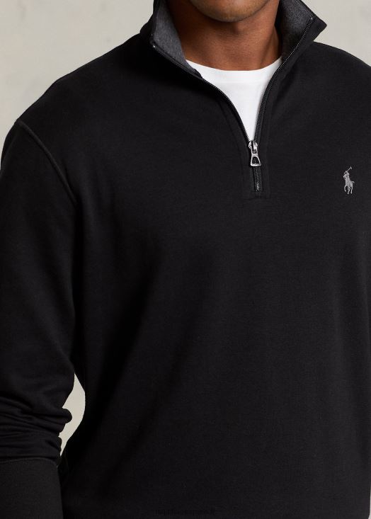 pull quart de zip en jersey de luxe 46T60T8655 Hommes Ralph Lauren noir