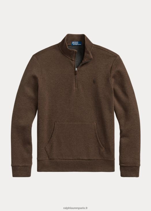 pull quart de zip maille double maille 46T60T1065 Hommes Ralph Lauren brun muscade chiné
