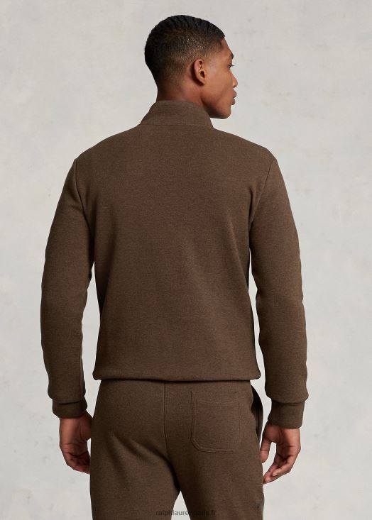 pull quart de zip maille double maille 46T60T1065 Hommes Ralph Lauren brun muscade chiné