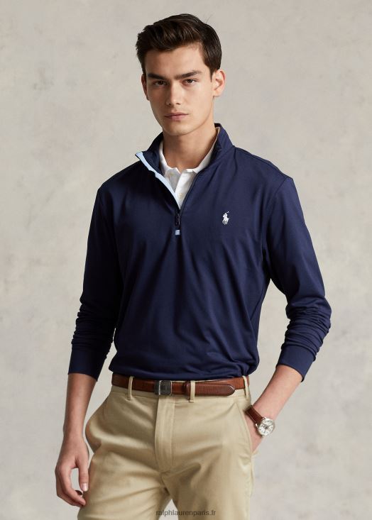 pull zippé en jersey performance 46T60T1012 Hommes Ralph Lauren marine raffinée