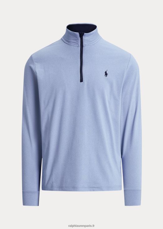 pull zippé en jersey performance 46T60T1013 Hommes Ralph Lauren nouveau bleu poudré chiné