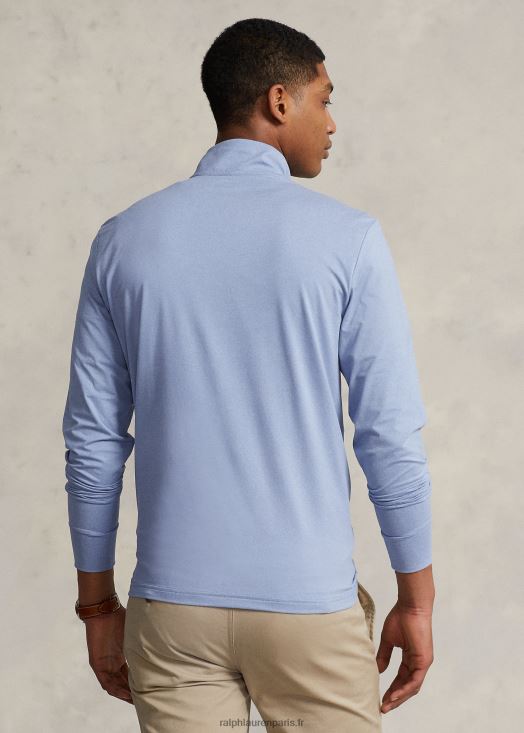 pull zippé en jersey performance 46T60T1013 Hommes Ralph Lauren nouveau bleu poudré chiné