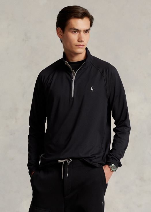 pull zippé en jersey performance 46T60T1026 Hommes Ralph Lauren noir