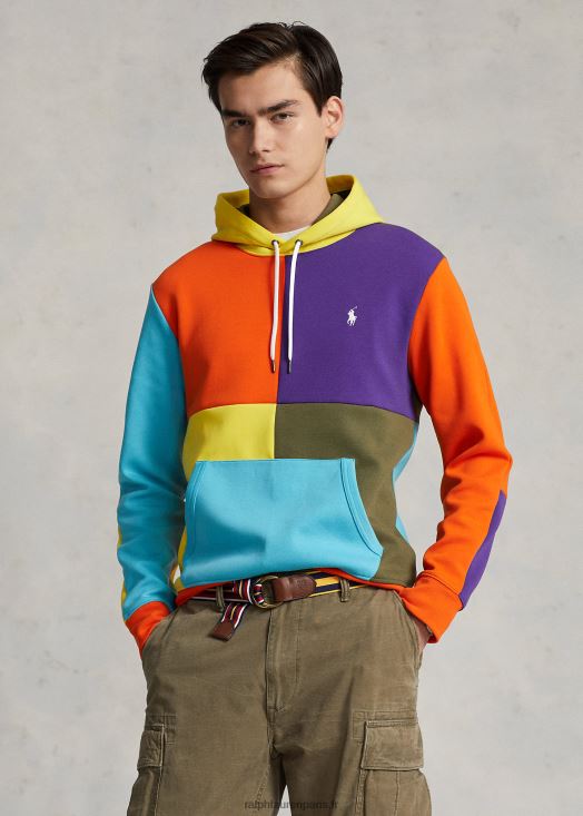 sweat à capuche en maille double déperlante 46T60T1219 Hommes Ralph Lauren voile orange multi