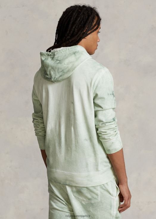 sweat à capuche en molleton de coton et lin 46T60T1126 Hommes Ralph Lauren menthe fanée