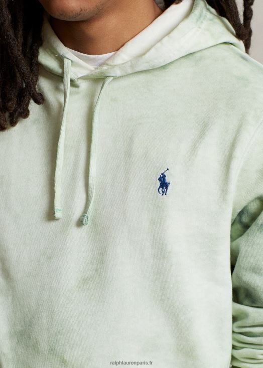 sweat à capuche en molleton de coton et lin 46T60T1126 Hommes Ralph Lauren menthe fanée