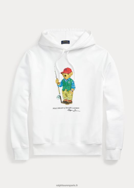sweat à capuche en polaire polo bear 46T60T1107 Hommes Ralph Lauren ours pêcheur blanc