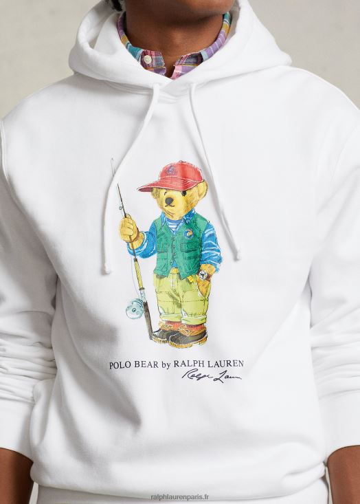 sweat à capuche en polaire polo bear 46T60T1107 Hommes Ralph Lauren ours pêcheur blanc