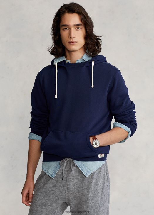 sweat à capuche en polaire teint en pièce 46T60T631 Hommes Ralph Lauren marine de croisière