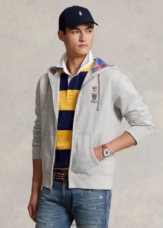 sweat à capuche entièrement zippé en polaire polo bear 46T60T8379 Hommes Ralph Lauren andover bruyère ours