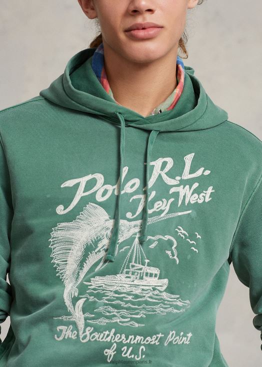 sweat à capuche graphique brodé 46T60T782 Hommes Ralph Lauren vert verano