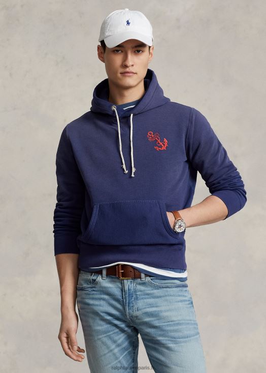 sweat à capuche graphique en polaire 46T60T1150 Hommes Ralph Lauren cobalt foncé