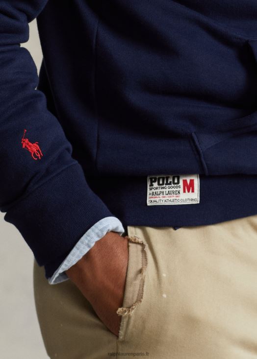 sweat à capuche à logo empilé 46T60T871 Hommes Ralph Lauren marine de croisière