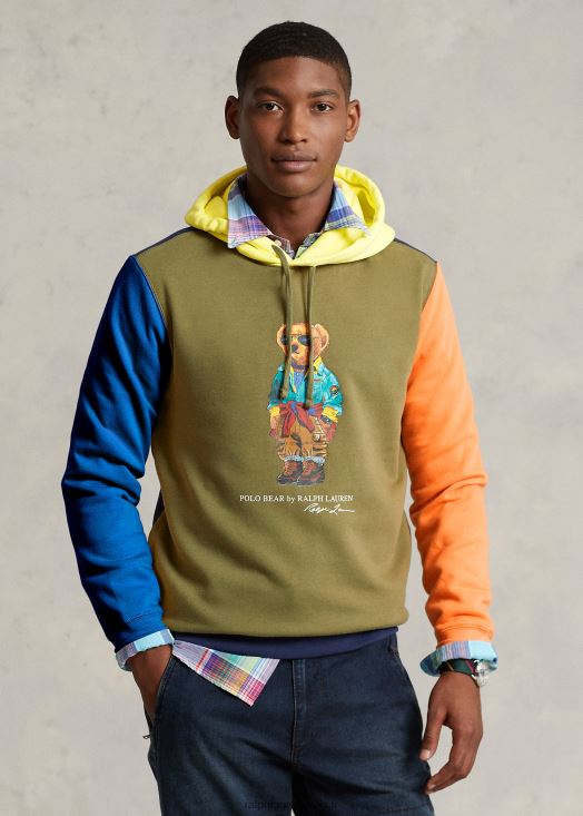 sweat à capuche polo bear en molleton colour-block 46T60T908 Hommes Ralph Lauren sauge noire