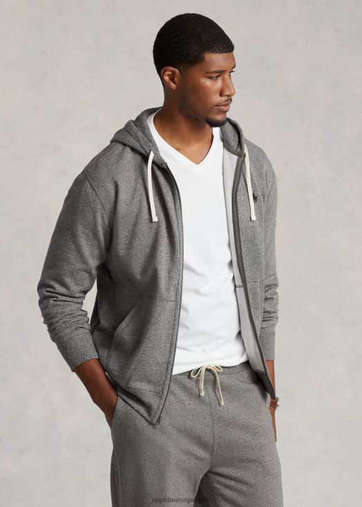 sweat à capuche zippé en polaire 46T60T1667 Hommes Ralph Lauren gris cendré chiné