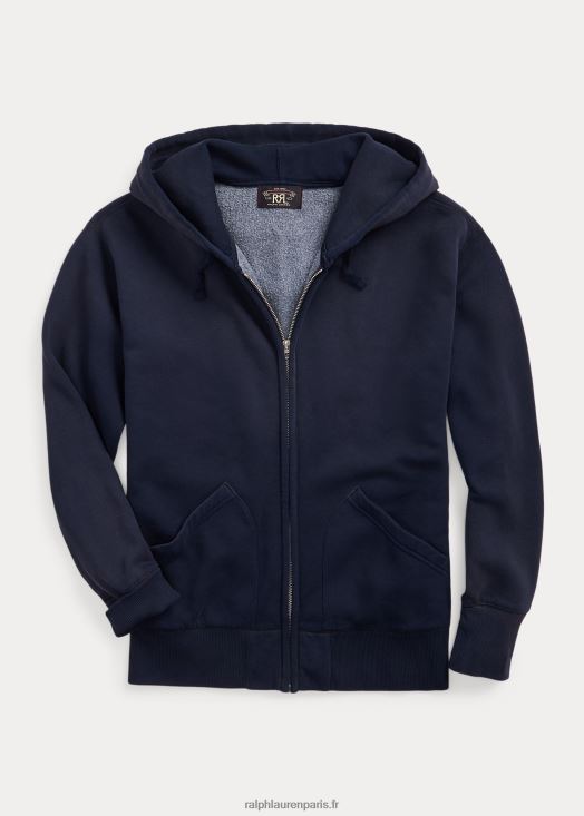 sweat à capuche zippé en polaire 46T60T1744 Hommes Ralph Lauren bleu marine délavé