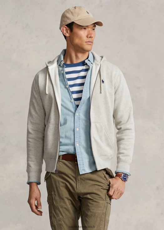 sweat à capuche zippé en polaire 46T60T391 Hommes Ralph Lauren bruyère sport léger