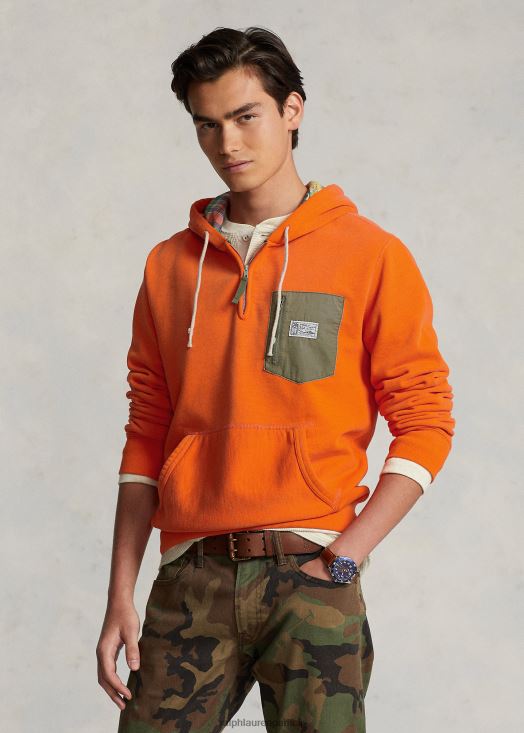 sweat à capuche zippé en polaire 46T60T8673 Hommes Ralph Lauren voile orange