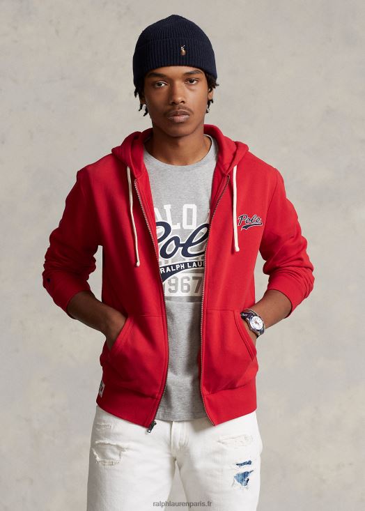sweat à capuche zippé à logo empilé 46T60T8629 Hommes Ralph Lauren rl 2000 rouge