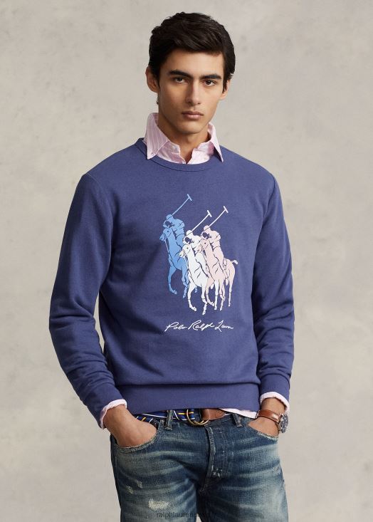 sweat polaire big pony 46T60T1014 Hommes Ralph Lauren remise à bateaux marine