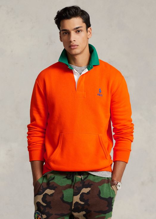 sweat rugby polaire col contrastant 46T60T8530 Hommes Ralph Lauren voile orange