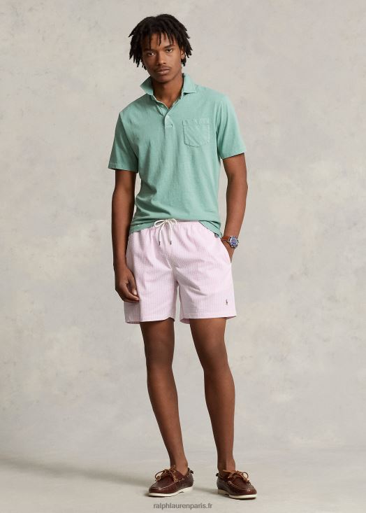 Maillot de bain classique voyageur 5,75 pouces 46T60T592 Hommes Ralph Lauren seersucker rose carmel